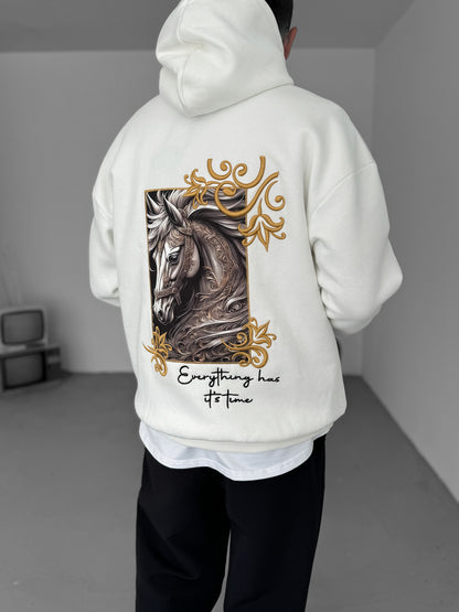 WHITE HORSE EMBROIDERED HOODIE