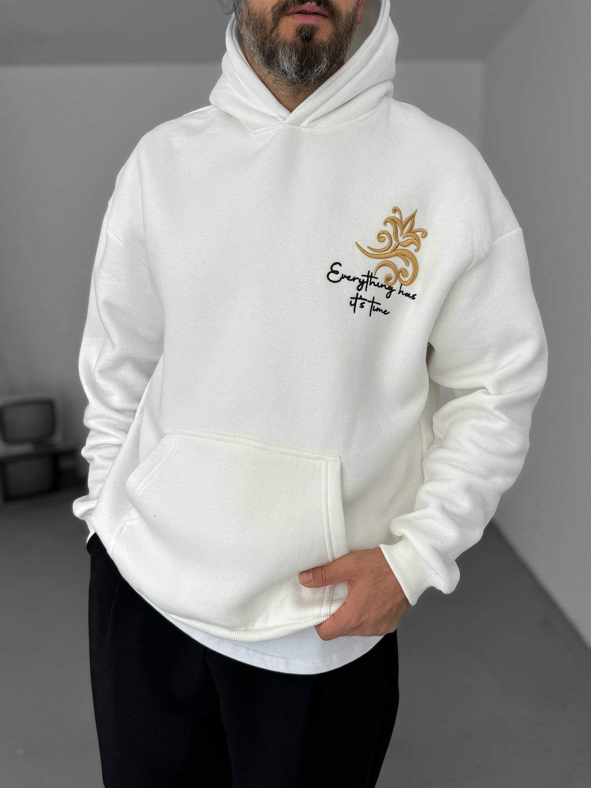 WHITE HORSE EMBROIDERED HOODIE