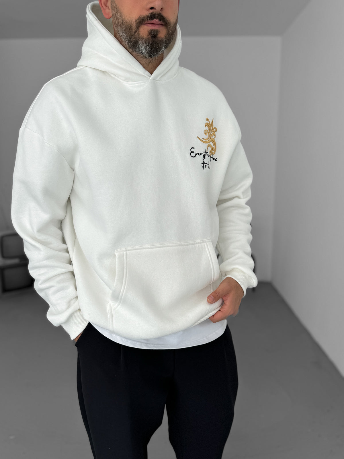 WHITE HORSE EMBROIDERED HOODIE