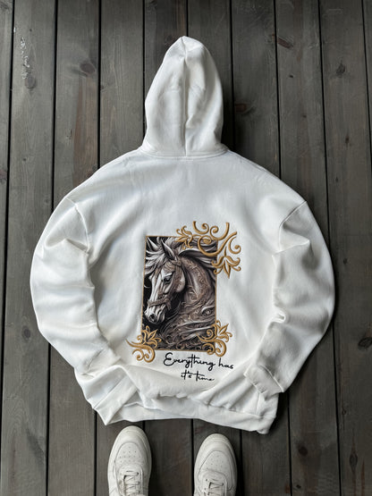 WHITE HORSE EMBROIDERED HOODIE