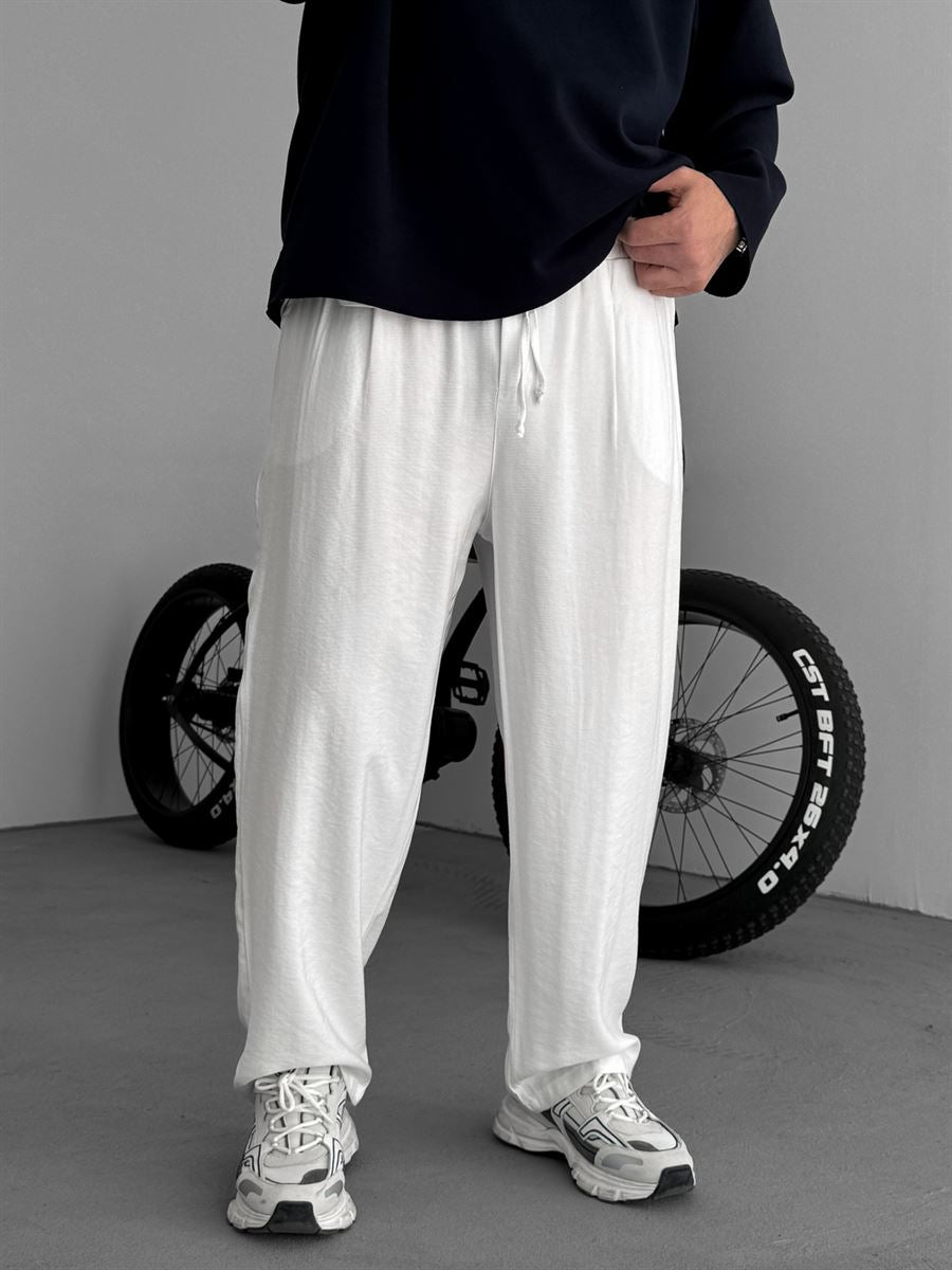 WHITE TENCEL FABRIC BAGGY JOGGER