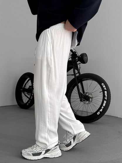 WHITE TENCEL FABRIC BAGGY JOGGER