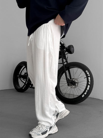 WHITE TENCEL FABRIC BAGGY JOGGER