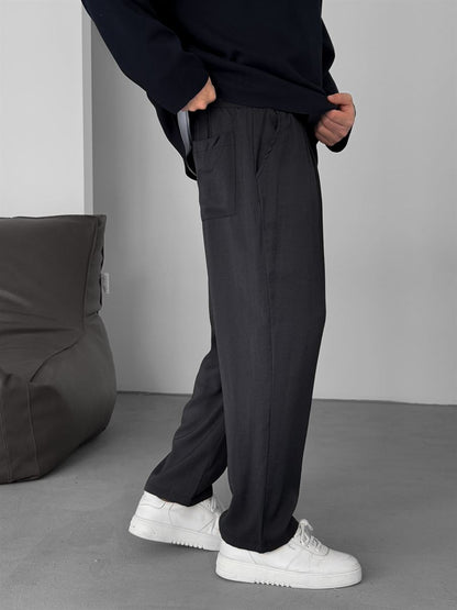 BLACK TENCEL FABRIC BAGGY JOGGER