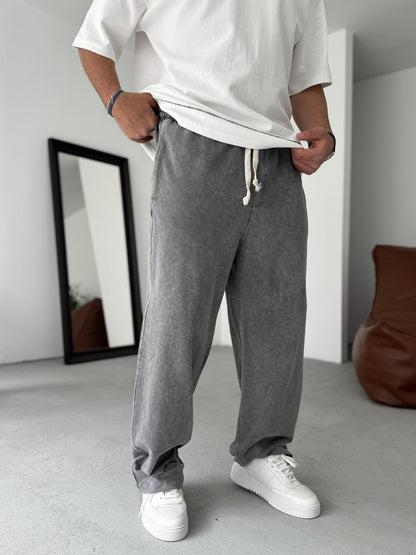 ANTHRACITE WASHED THIN BAGGY JOGGER