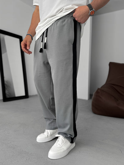 GREY STRIPED KNIT JOGGERS
