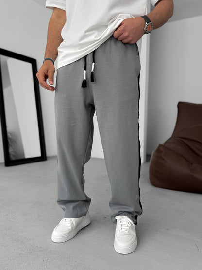 GREY STRIPED KNIT JOGGERS