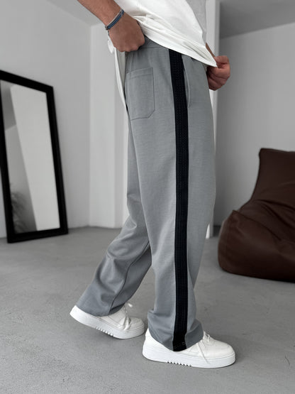 GREY STRIPED KNIT JOGGERS