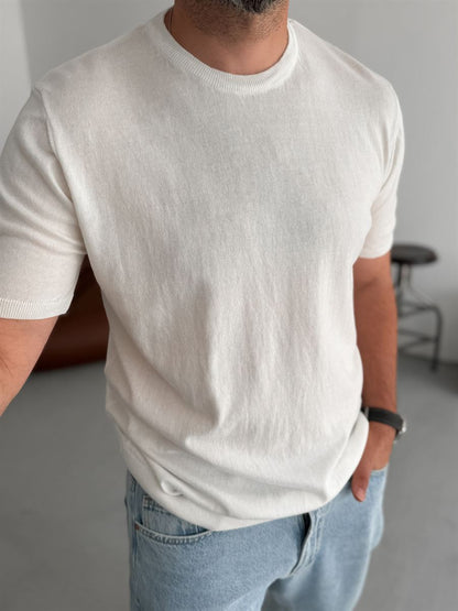 WHITE BASIC FIT KNITWEAR T-SHIRT