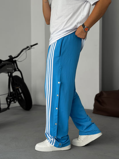 BLUE SIDE STRIPED BUTTON DETAIL JOGGERS