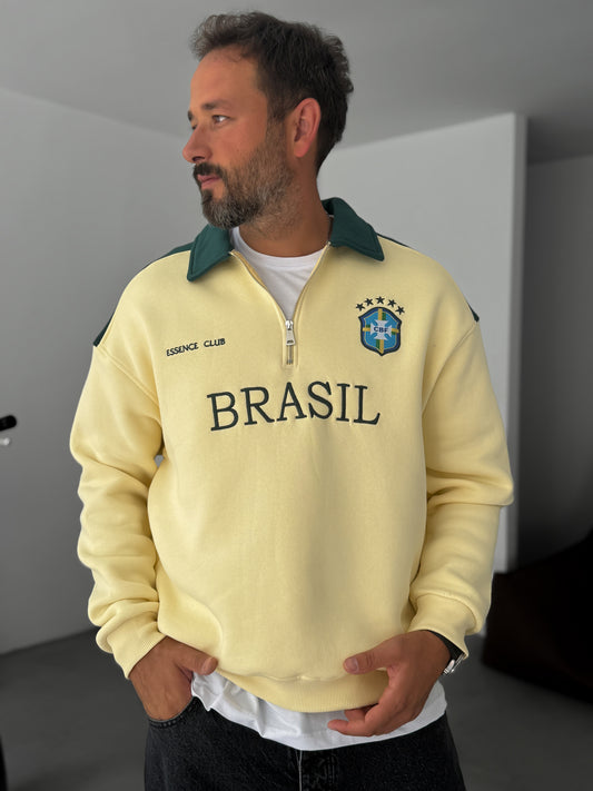 YELLOW BRASIL EMBROIDERED OVERSIZE SWEATSHIRT