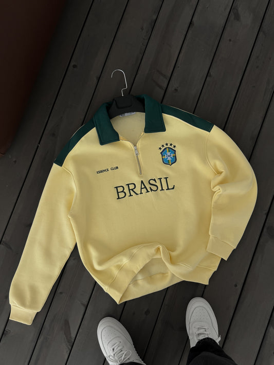 YELLOW BRASIL EMBROIDERED OVERSIZE SWEATSHIRT