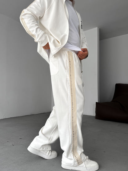 WHITE 0707 PRINTED JOGGER