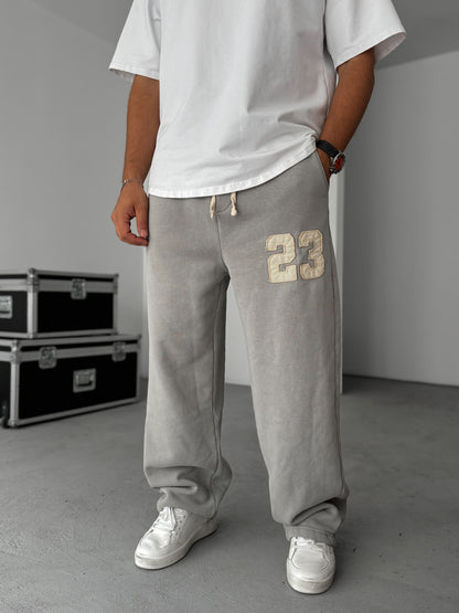 GREY 23 PATCHED WASHED FLEECE JOGGER