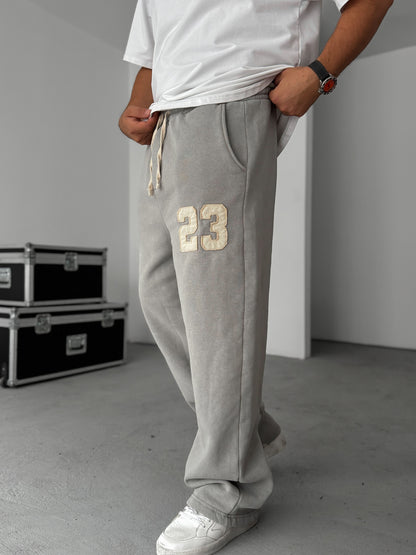 GREY 23 PATCHED WASHED FLEECE JOGGER