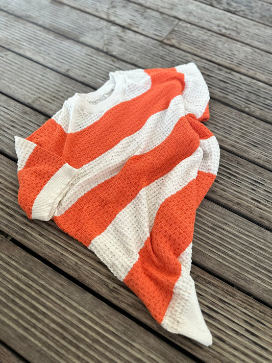 ORANGE PATTERNED KNITTED T-SHIRT
