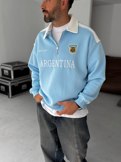 BABY BLUE ARGENTINA EMBROIDERED OVERSIZE SWEATSHIRT