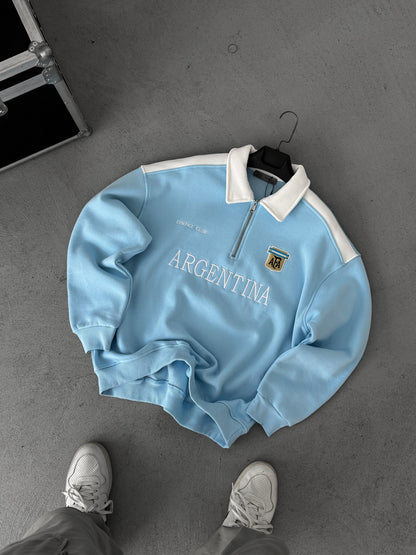 BABY BLUE ARGENTINA EMBROIDERED OVERSIZE SWEATSHIRT