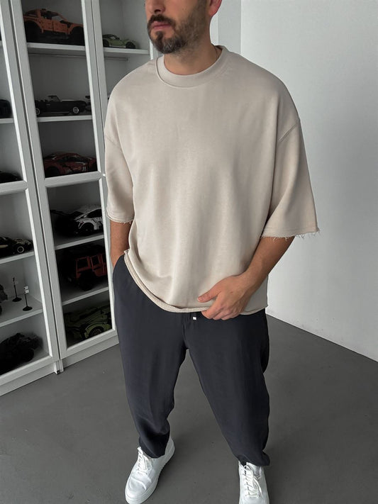 BEIGE 3 THREAD OVERSIZE T-SHIRT