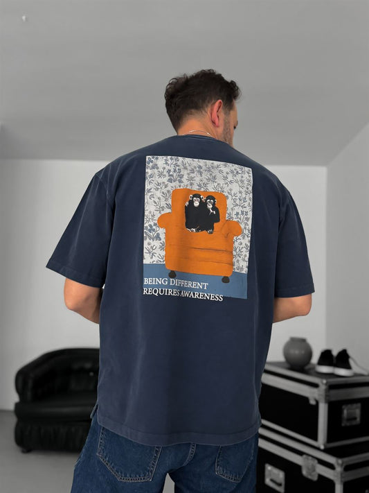 NAVY BLUE WASHED AWARENESS T-SHIRT