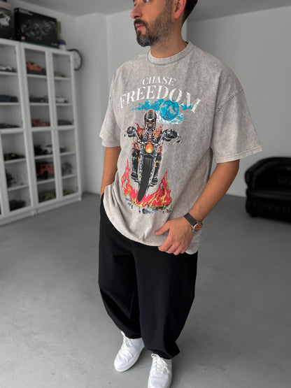 GREY WASHED FREEDOM T-SHIRT