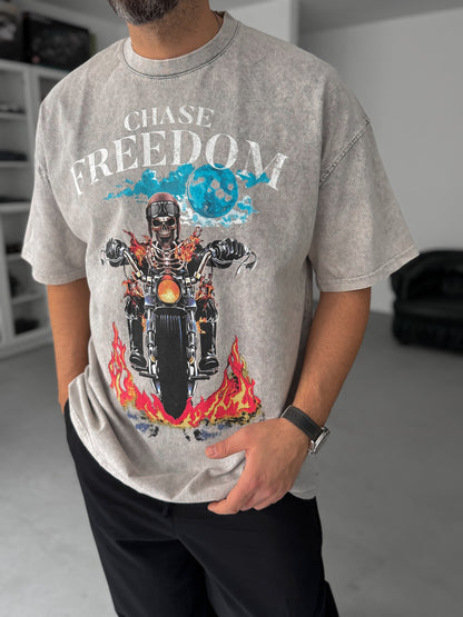 GREY WASHED FREEDOM T-SHIRT