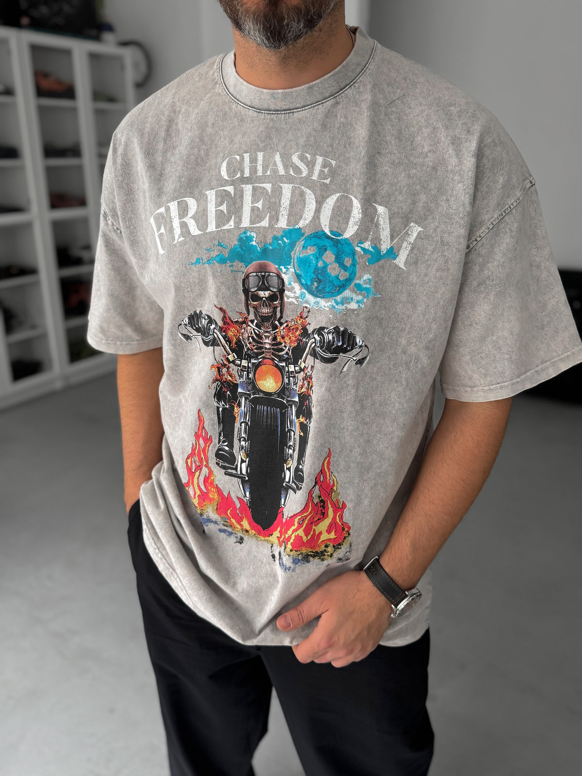 GREY WASHED FREEDOM T-SHIRT