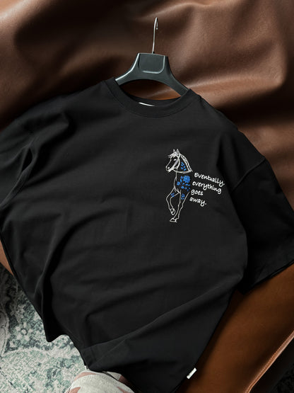 BLACK FLORAL EMBROIDERED T-SHIRT