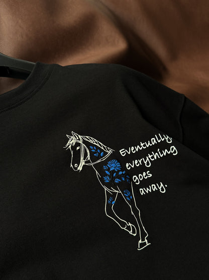BLACK FLORAL EMBROIDERED T-SHIRT