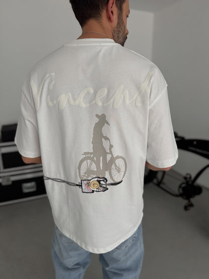 WHITE VINCENT EMBROIDERED T-SHIRT