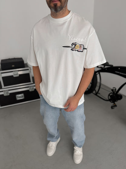 WHITE VINCENT EMBROIDERED T-SHIRT