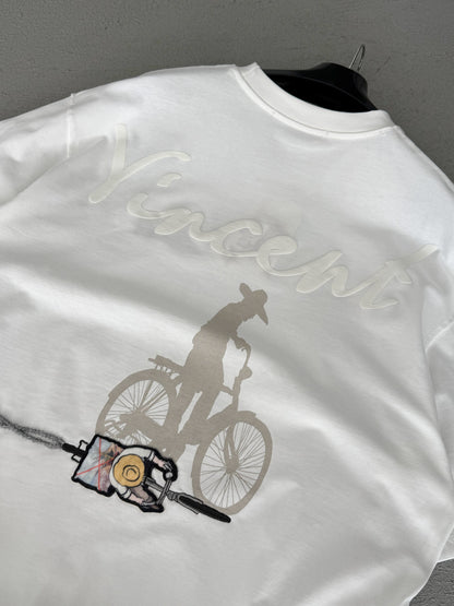WHITE VINCENT EMBROIDERED T-SHIRT