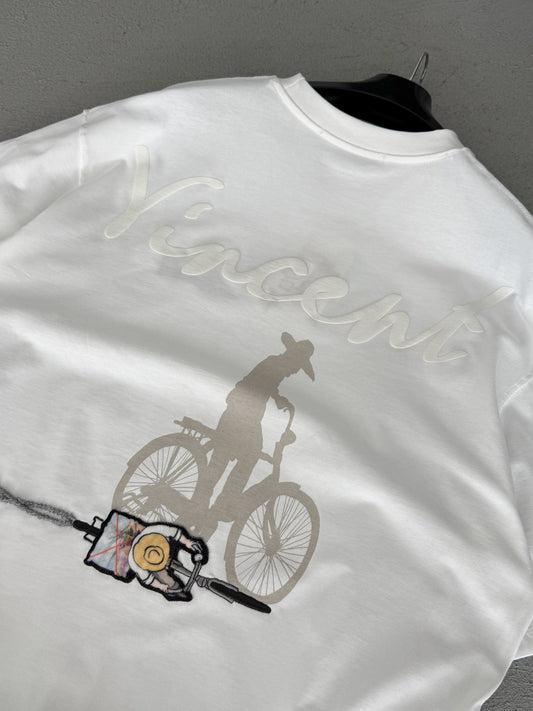 WHITE VINCENT EMBROIDERED T-SHIRT