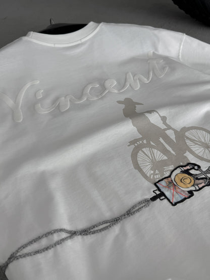 WHITE VINCENT EMBROIDERED T-SHIRT