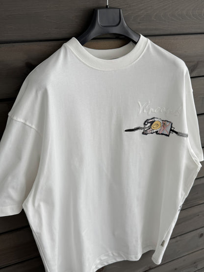 WHITE VINCENT EMBROIDERED T-SHIRT