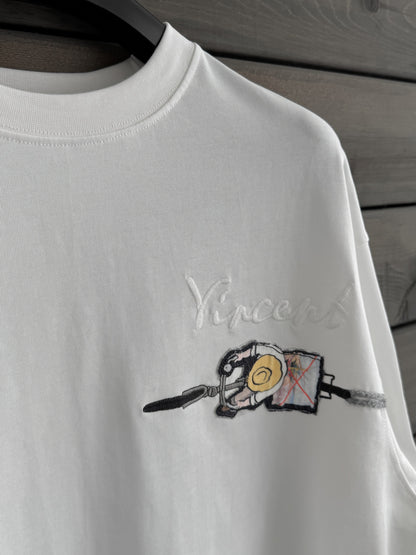 WHITE VINCENT EMBROIDERED T-SHIRT