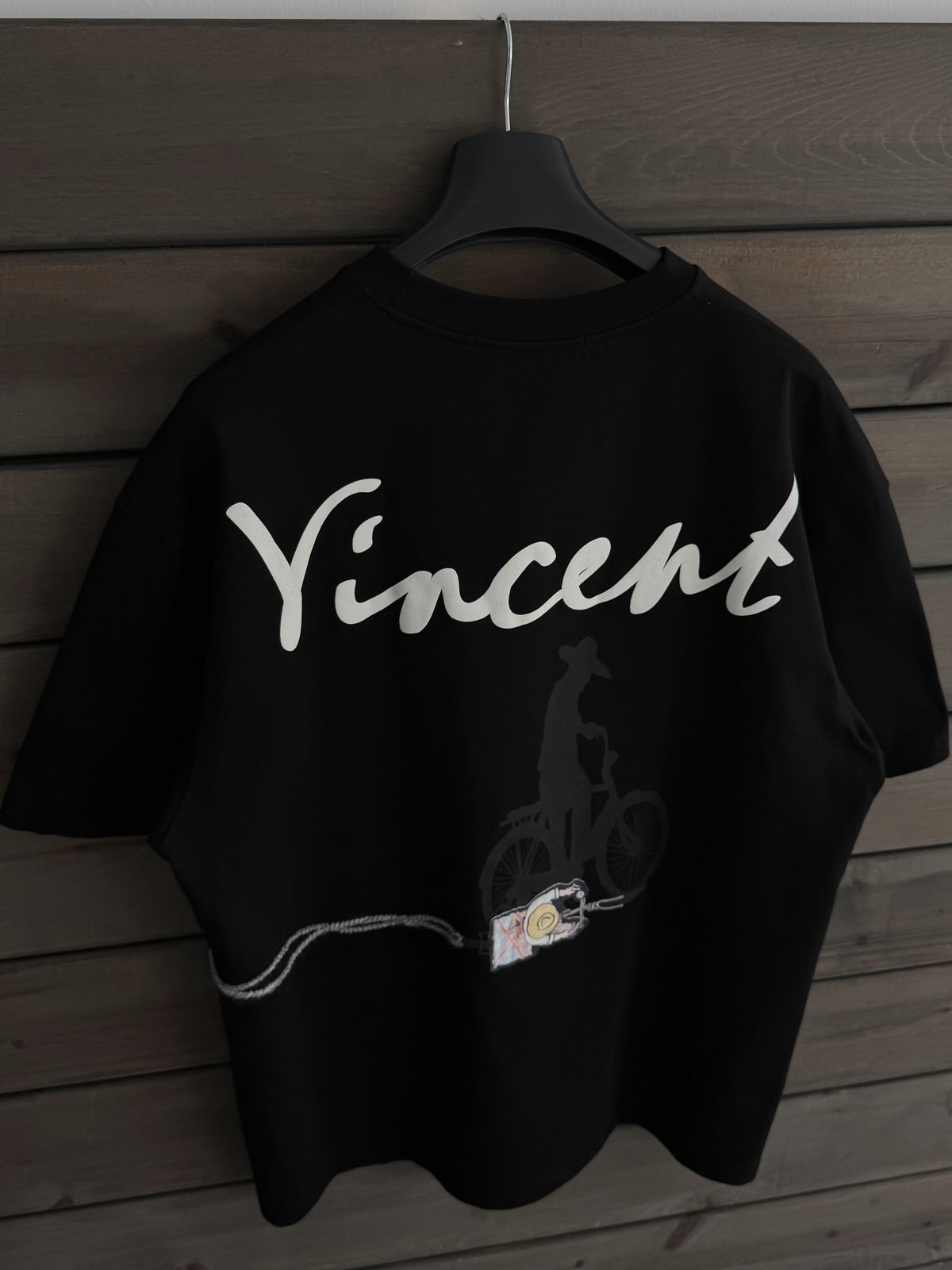 BLACK VINCENT EMBROIDERED T-SHIRT