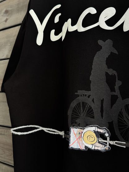 BLACK VINCENT EMBROIDERED T-SHIRT