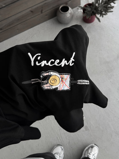 BLACK VINCENT EMBROIDERED T-SHIRT