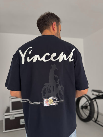 NAVY BLUE VINCENT EMBROIDERED T-SHIRT