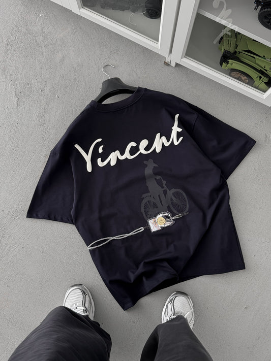 NAVY BLUE VINCENT EMBROIDERED T-SHIRT