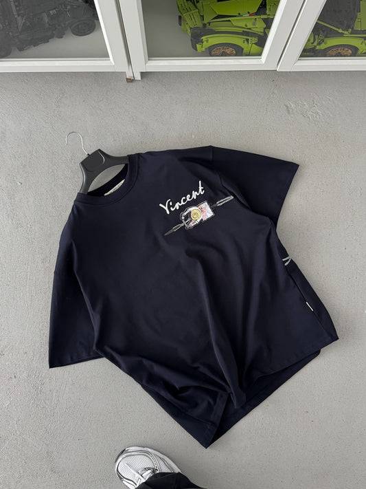 NAVY BLUE VINCENT EMBROIDERED T-SHIRT