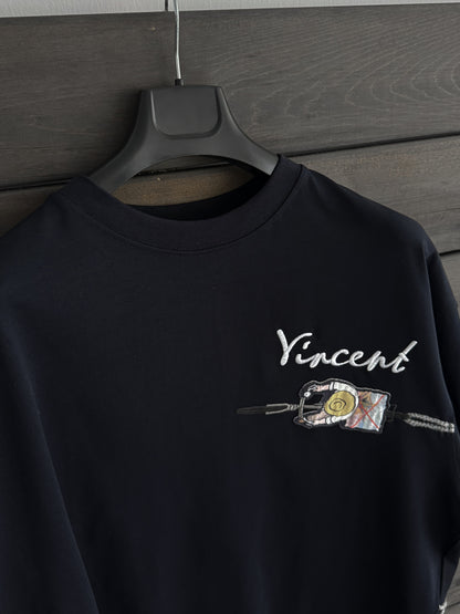 NAVY BLUE VINCENT EMBROIDERED T-SHIRT