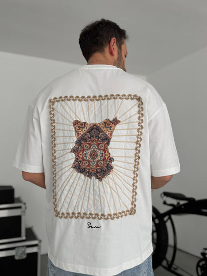 WHITE KNITTED FRAME T-SHIRT