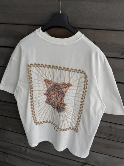 WHITE KNITTED FRAME T-SHIRT