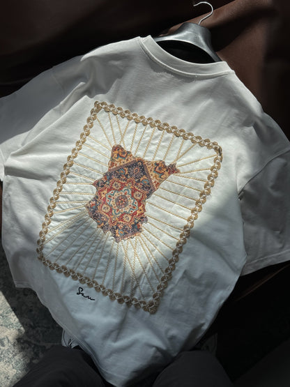 WHITE KNITTED FRAME T-SHIRT
