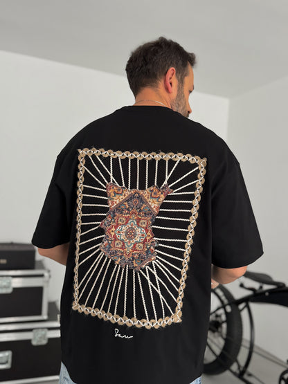 BLACK KNITTED FRAME T-SHIRT