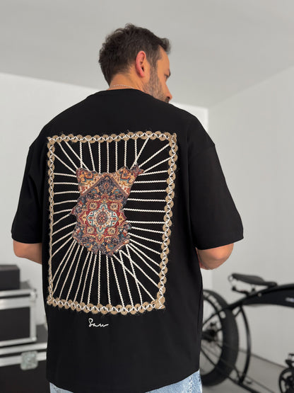 BLACK KNITTED FRAME T-SHIRT