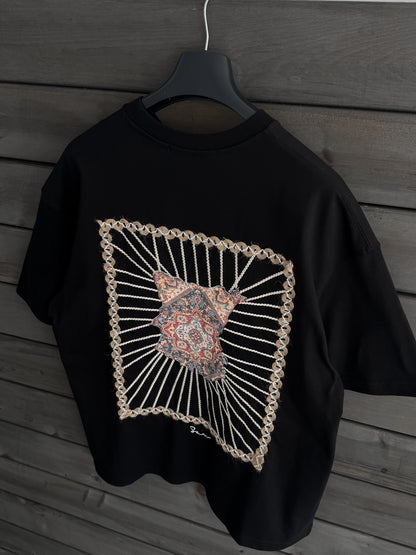 BLACK KNITTED FRAME T-SHIRT