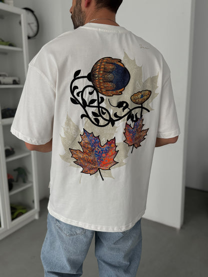 WHITE LEAF PATCH T-SHIRT